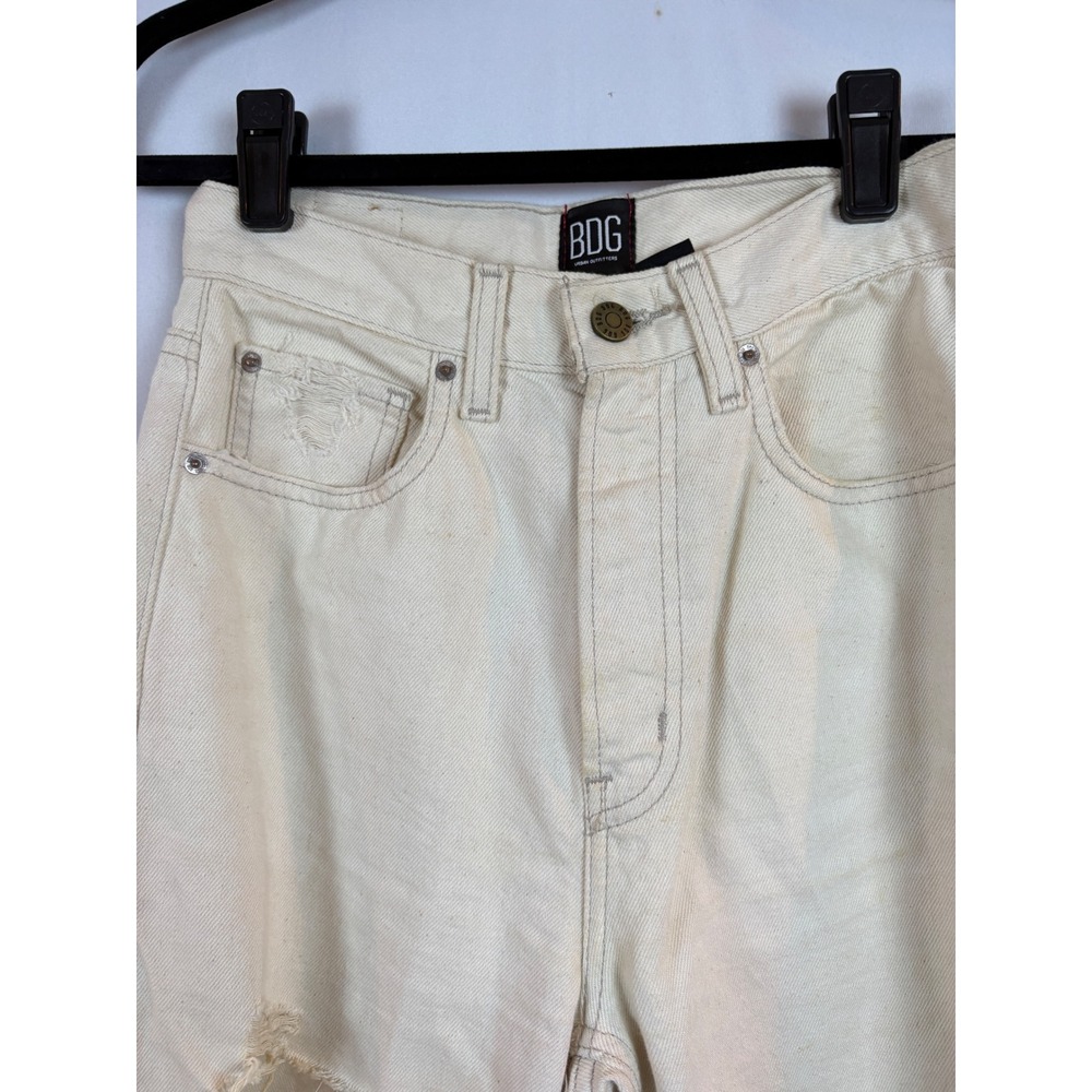 BDG Urban Outfitters High Rise Baggy Distressed Straight Leg Jeans Off-White 26 - Picture 5 of 10